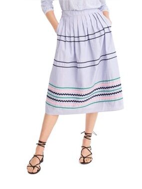 J. Crew RickRack Trim Poplin Skirt in Periwinkle